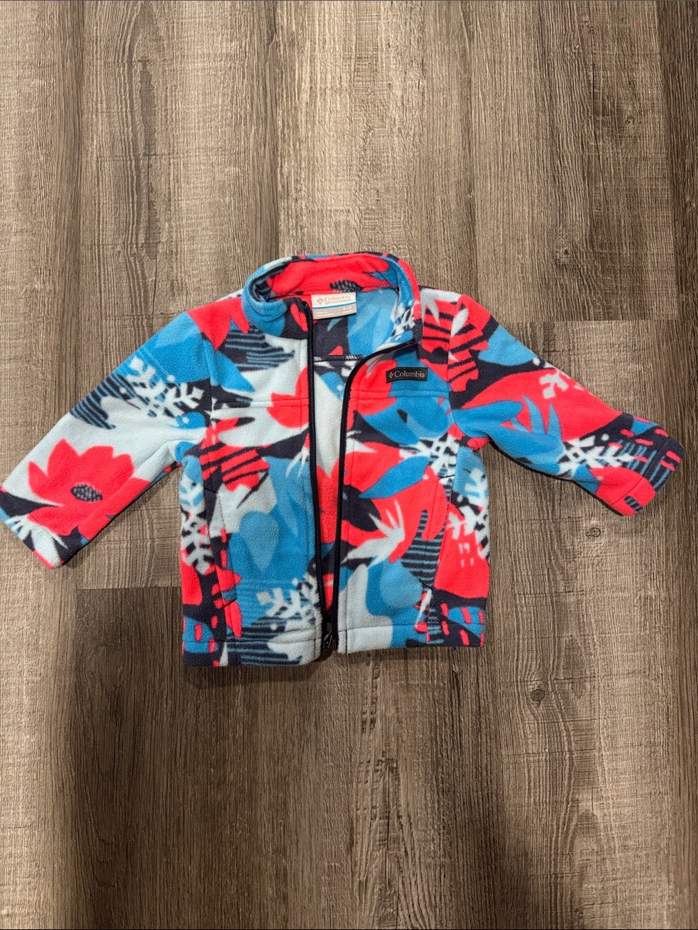 Columbia Kids Floral Fleece Jacket - Blue, Pink & Black